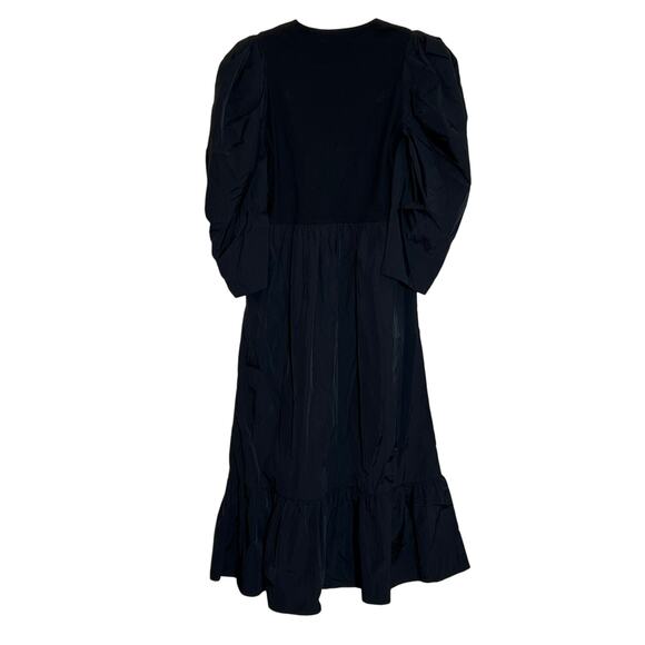 Sea New York Nadja Taffeta Ruffled Puff Sleeve Midi Dress Black Womens Size XS - Picture 5 of 11